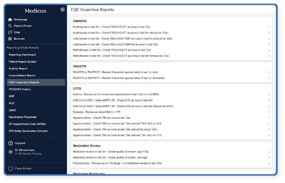 Track out-of-the-box compliance reports for inspection readiness